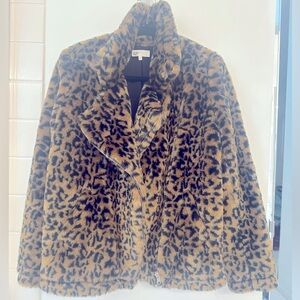 Leopard faux fur coat